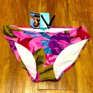 Sielle Pink Floral Tropical Swim Bikini Bottoms Size 14